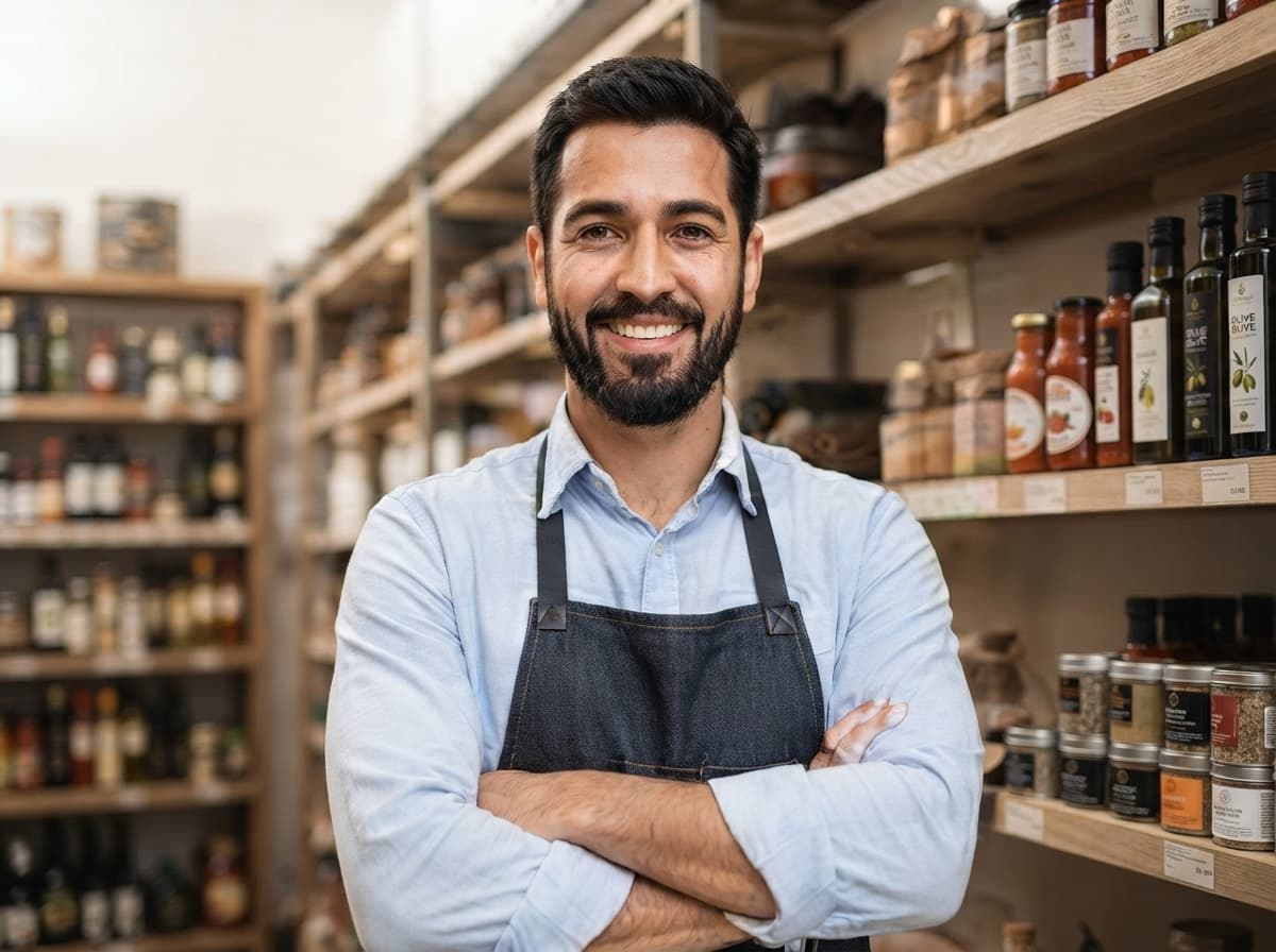 A small business owner in his workplace